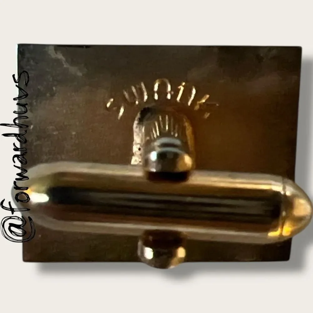 Swank Gold Tone Cufflinks – 3/4” Rectangular with Geometric Engraving